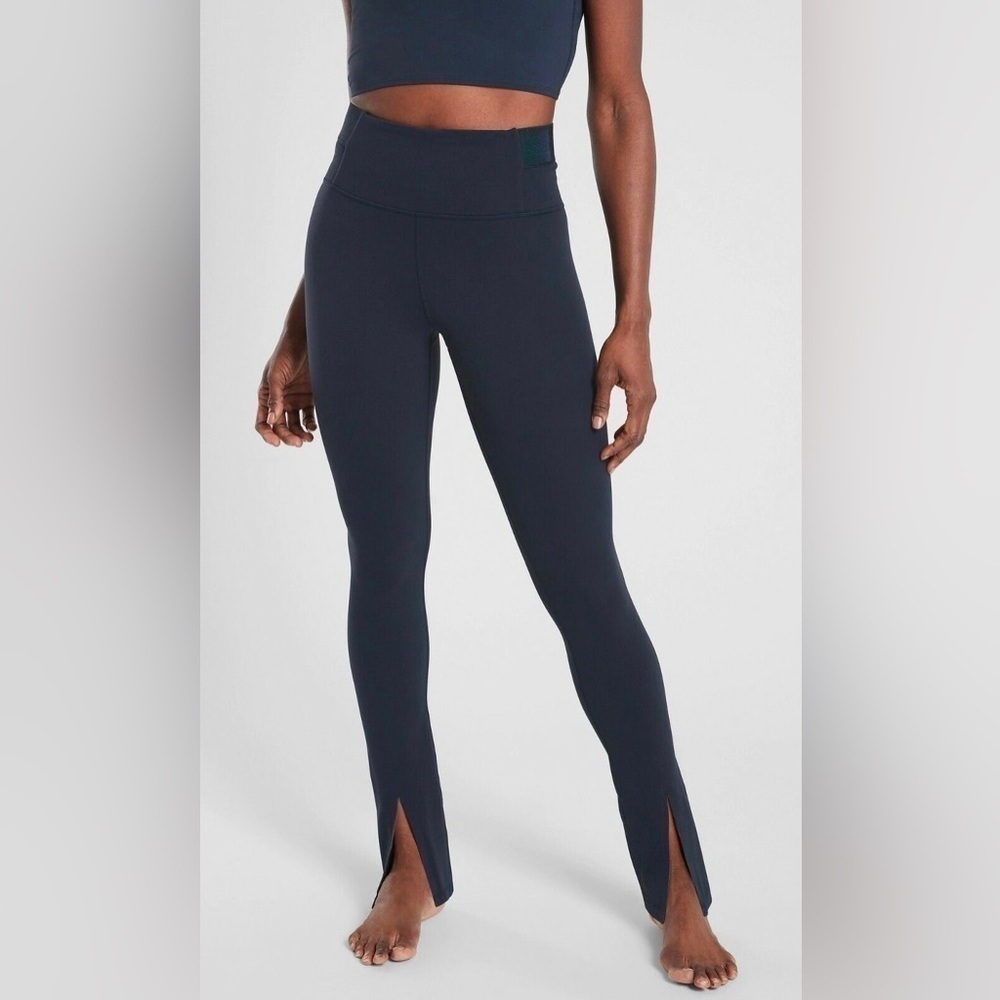 Athleta Aura Split Hem‎ Pants Powervita in Dark Navy Blue L